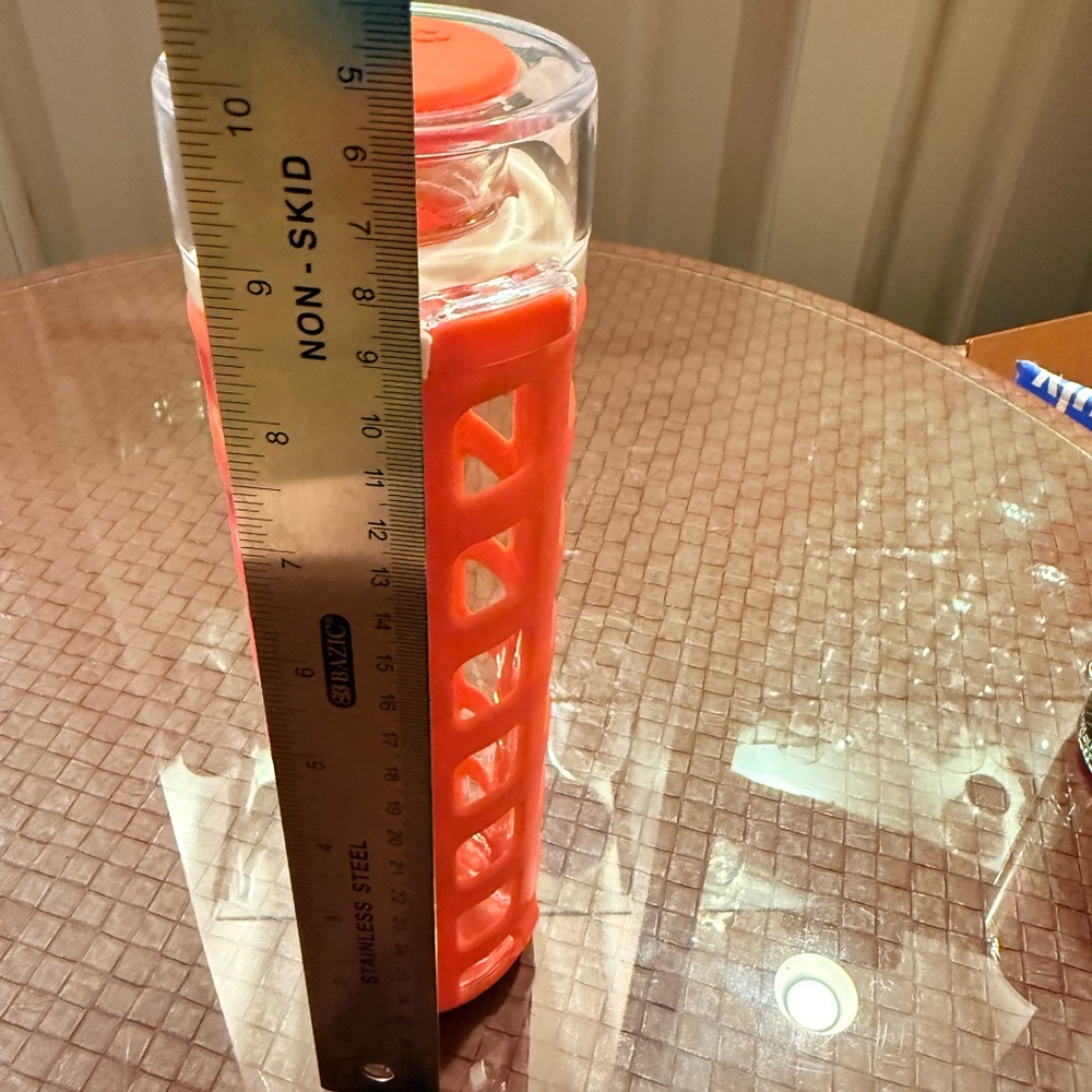 Coral Water Bottle with white Silicone Grip - Picture 4 of 5